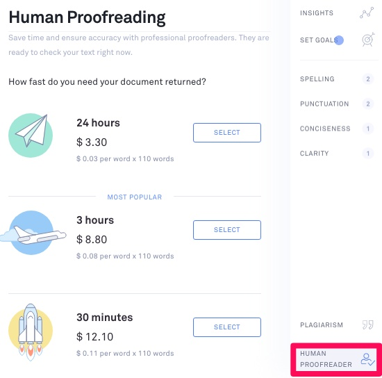 Grammarly Human Proofreading pricing and plans