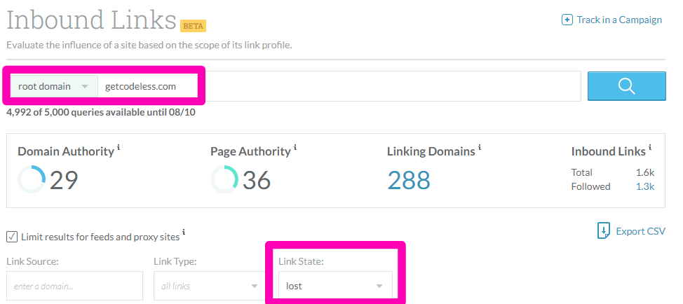 inbound links root domain link state