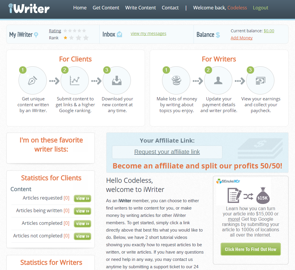 iWriter-Dashboard