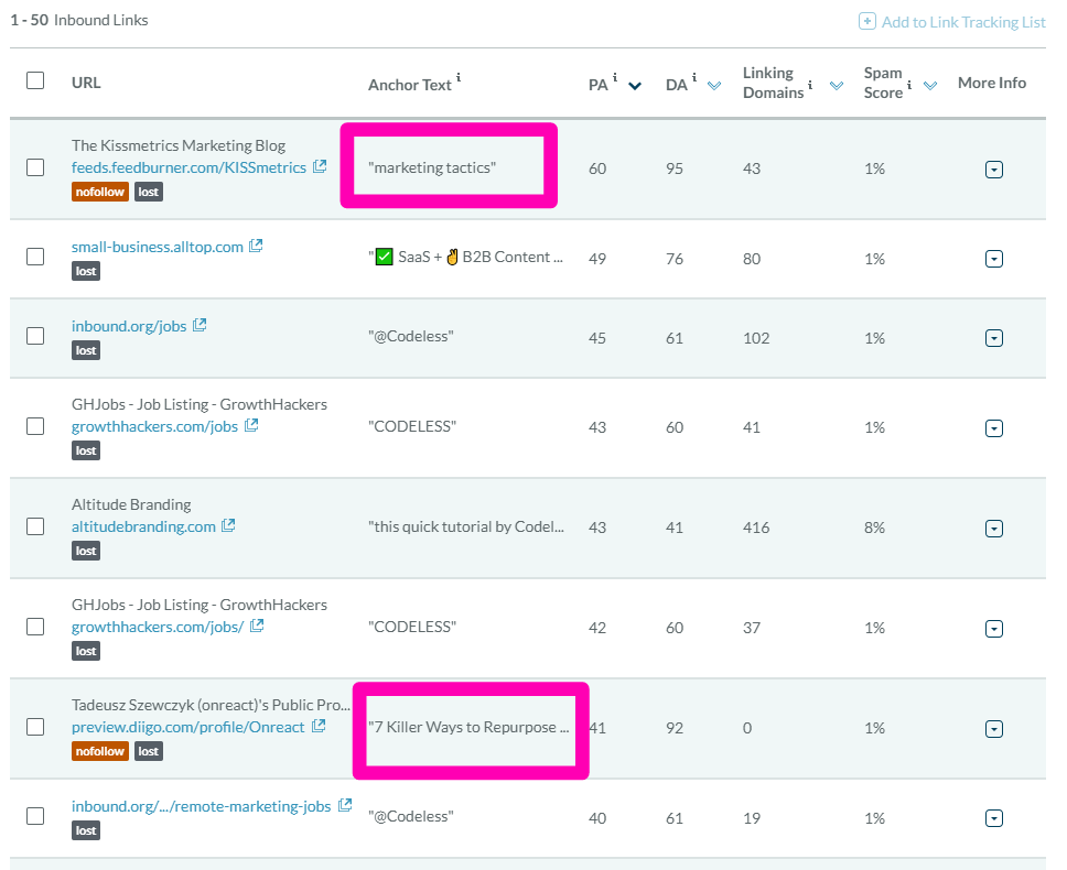 backlink that your competitor lost