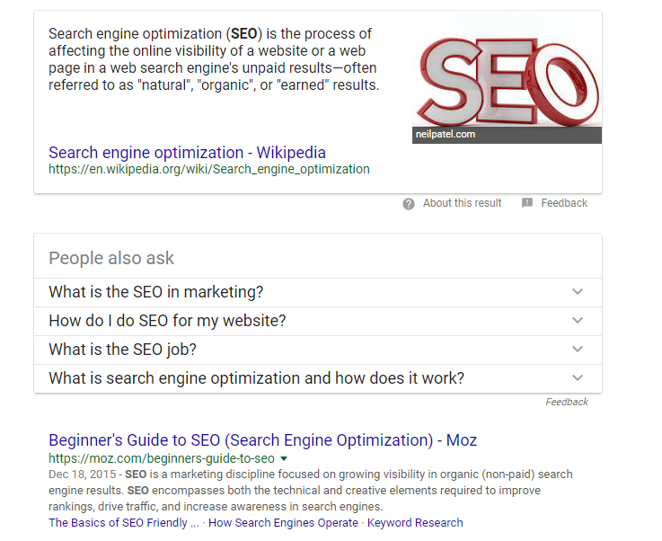 SEO google search results