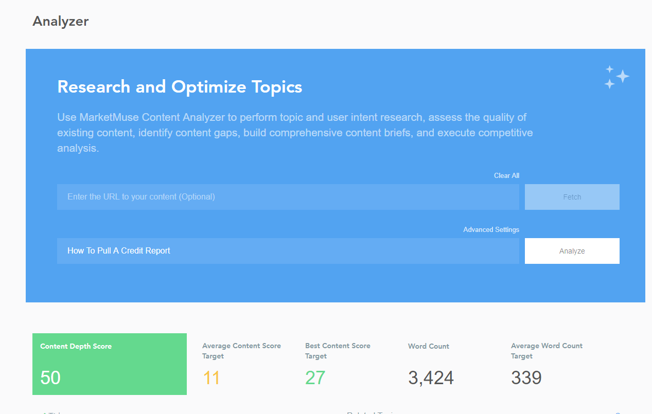 pull a credit report marketmuse score