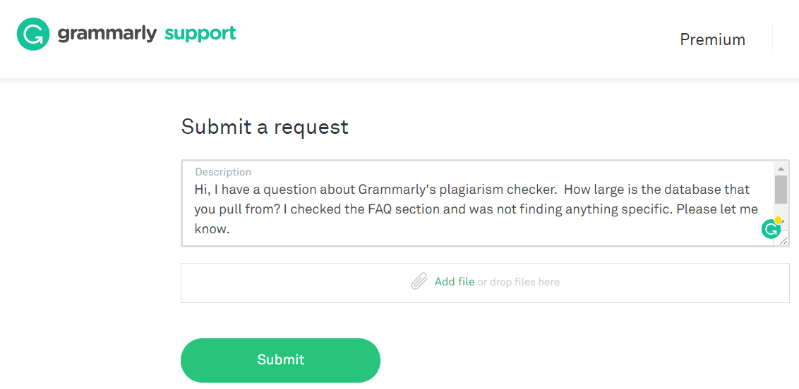 best plagiarism checker Grammarly submit a request