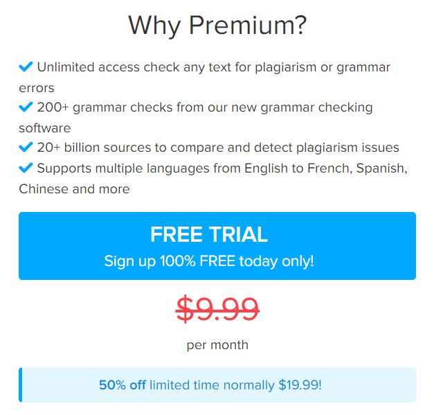 best plagiarism checker Plagly's premium plan.