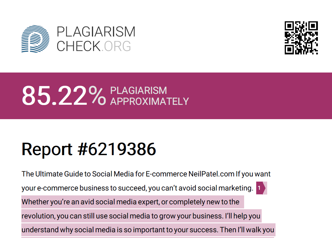 best plagiarism checker detailed reporting from Plagiarism Check