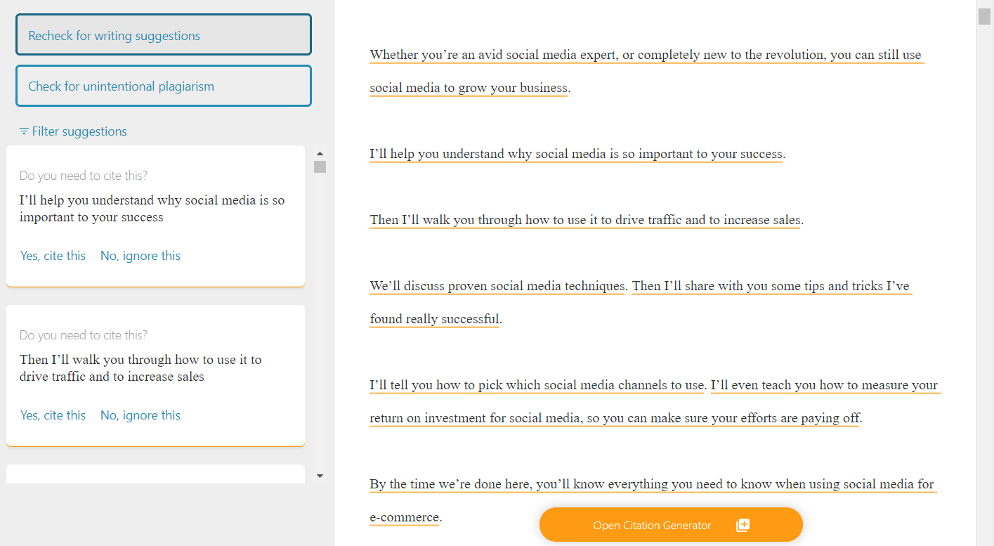 bibme plagiarism checker in action