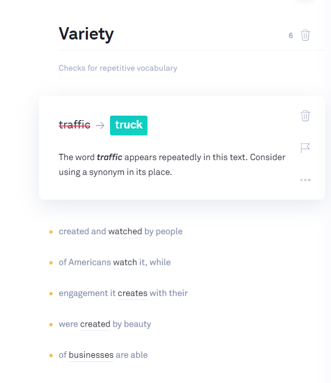 Grammarly variety score