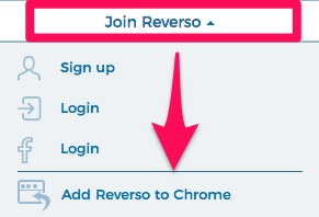 Example screenshot of Reverso's browser extension.