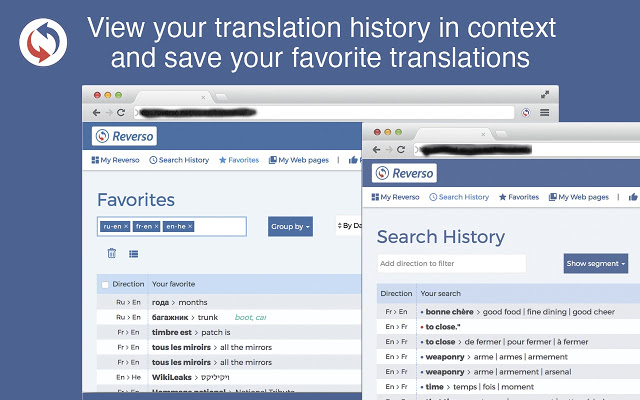 Example screenshot of Reverso's Chrome extension.