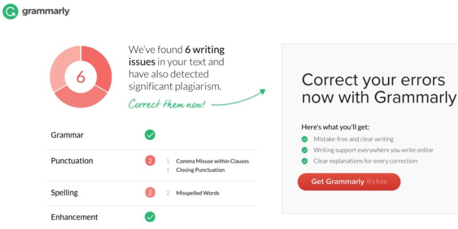 Example screenshot of GrammarCheck's Deep Check redirect page.