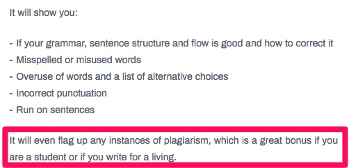 Example screenshot of Grammarix's plagiarism detector. 