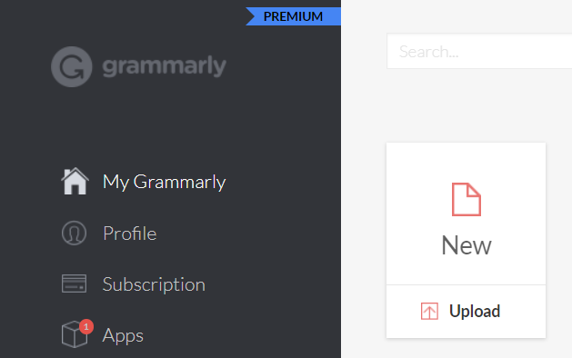 Grammarly dashboard after signing in.