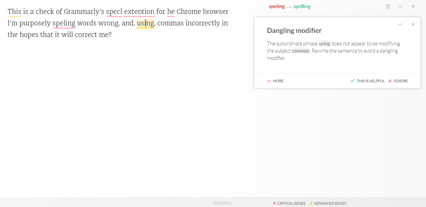 Grammarly detailed reports