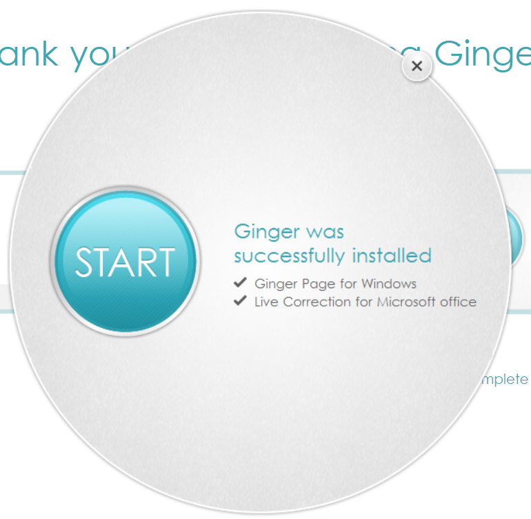 Ginger Grammar Successful Installation