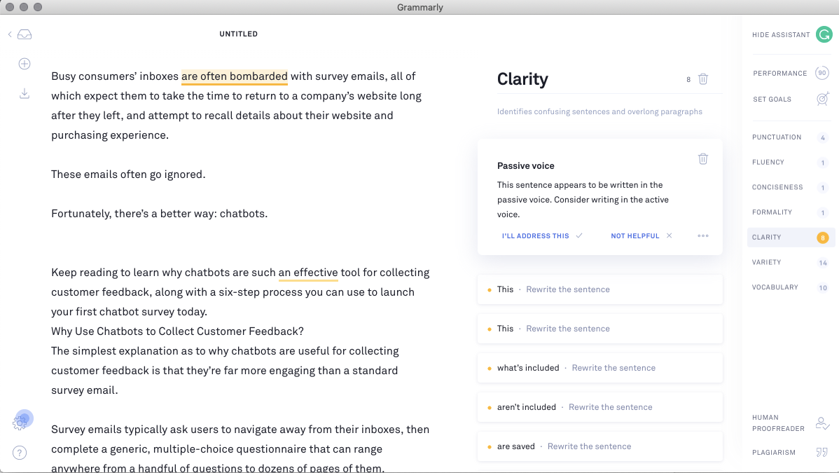 Grammarly Mac Clarity Report