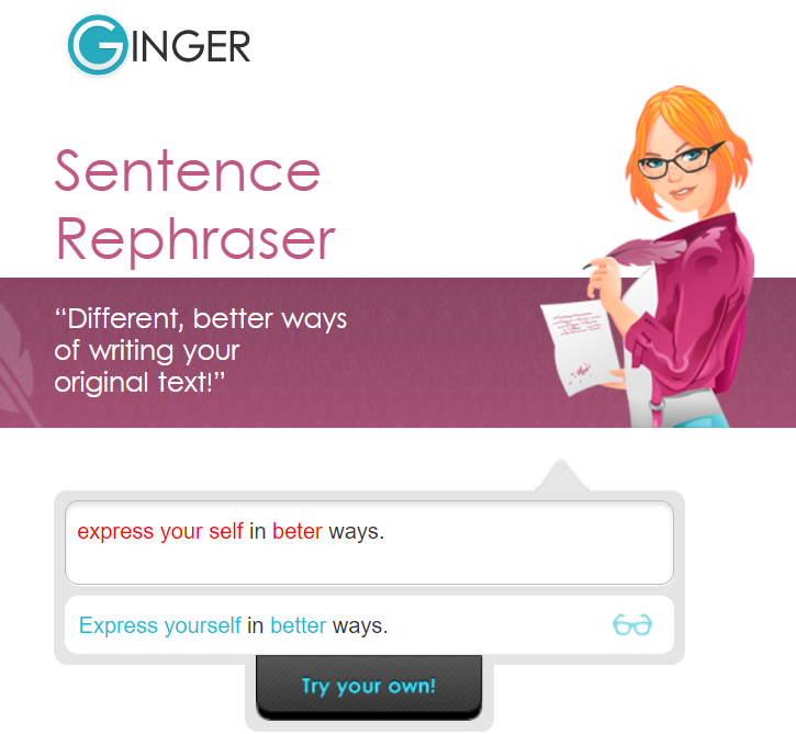 Ginger Grammar Sentence Rephraser