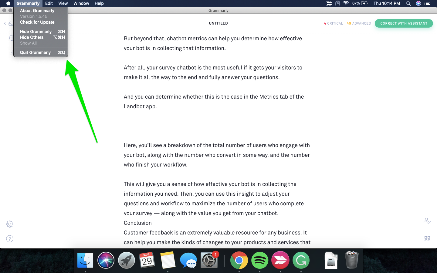 Grammarly for Mac Upgrade Options