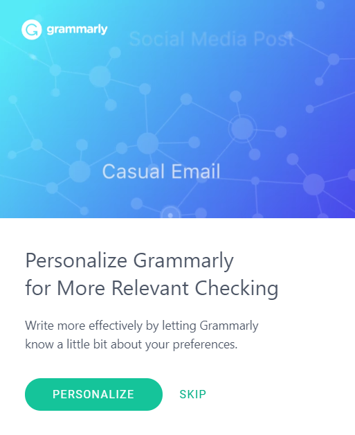 Grammarly Chrome preferences