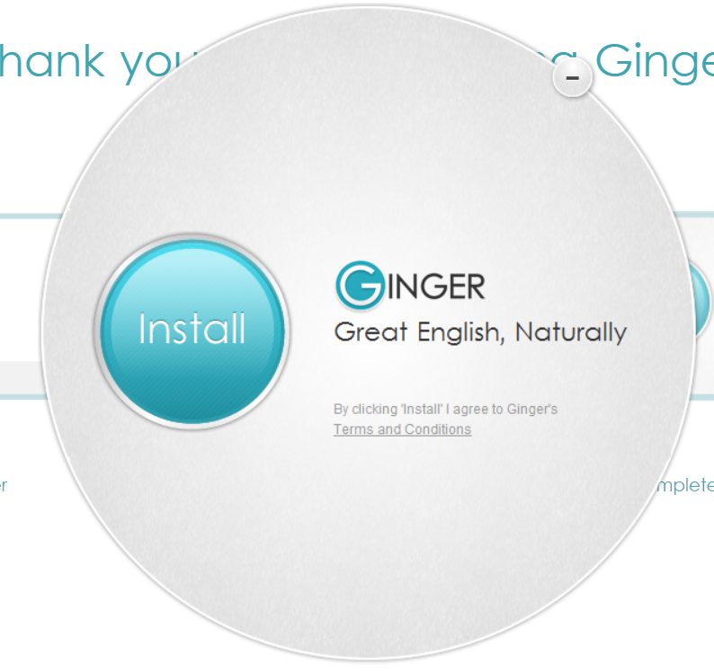 Example screenshot of Ginger Grammar Install Window.