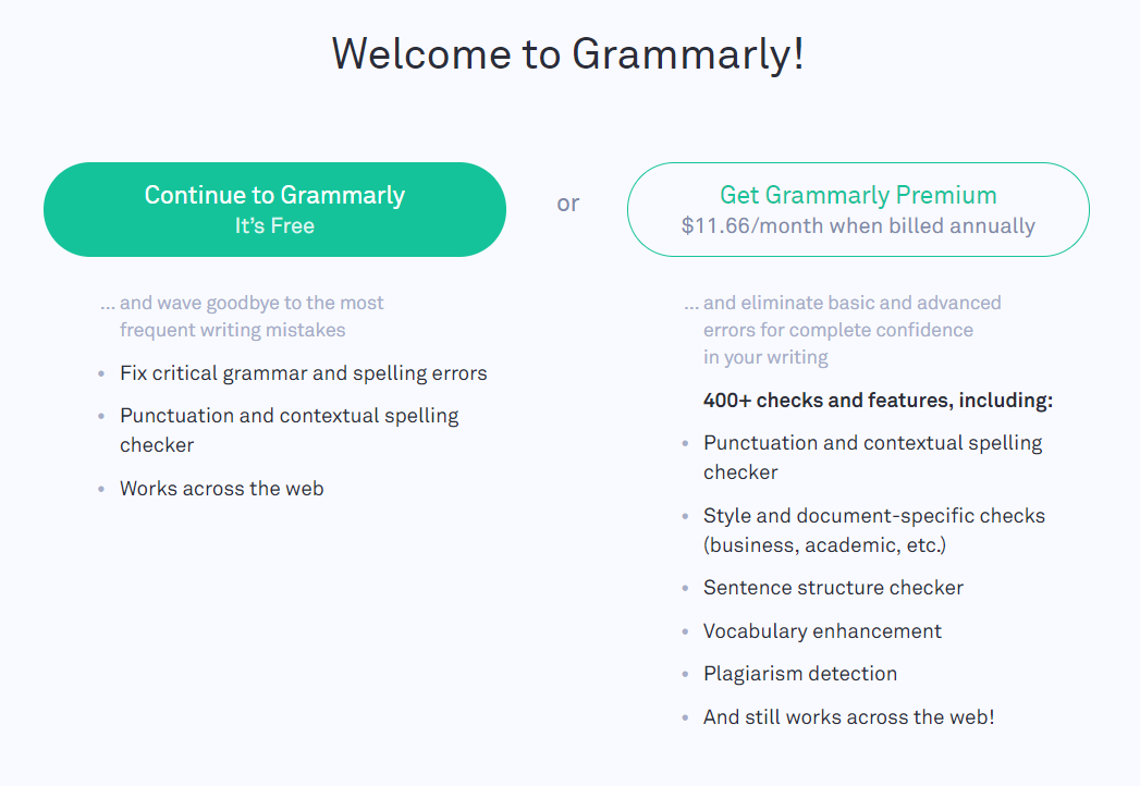 Grammarly Account Creation for Free or Upgrade