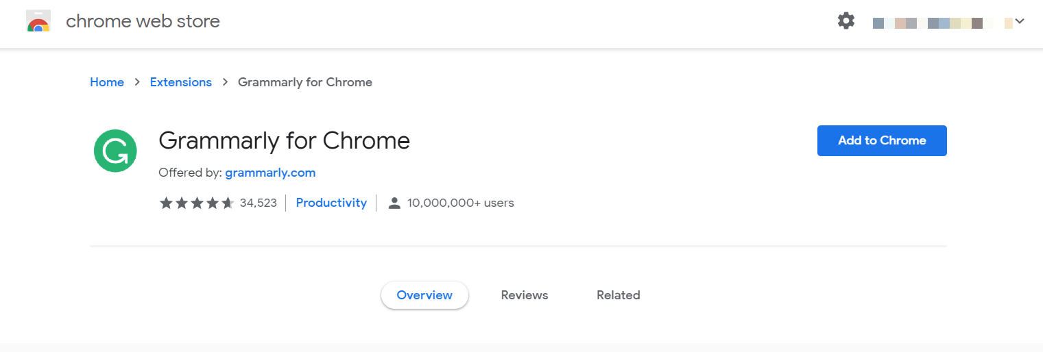 Grammarly for Chrome Web Store