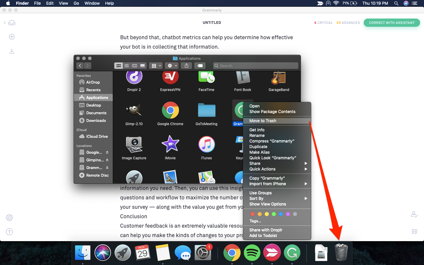 Uninstalling Grammarly for Mac