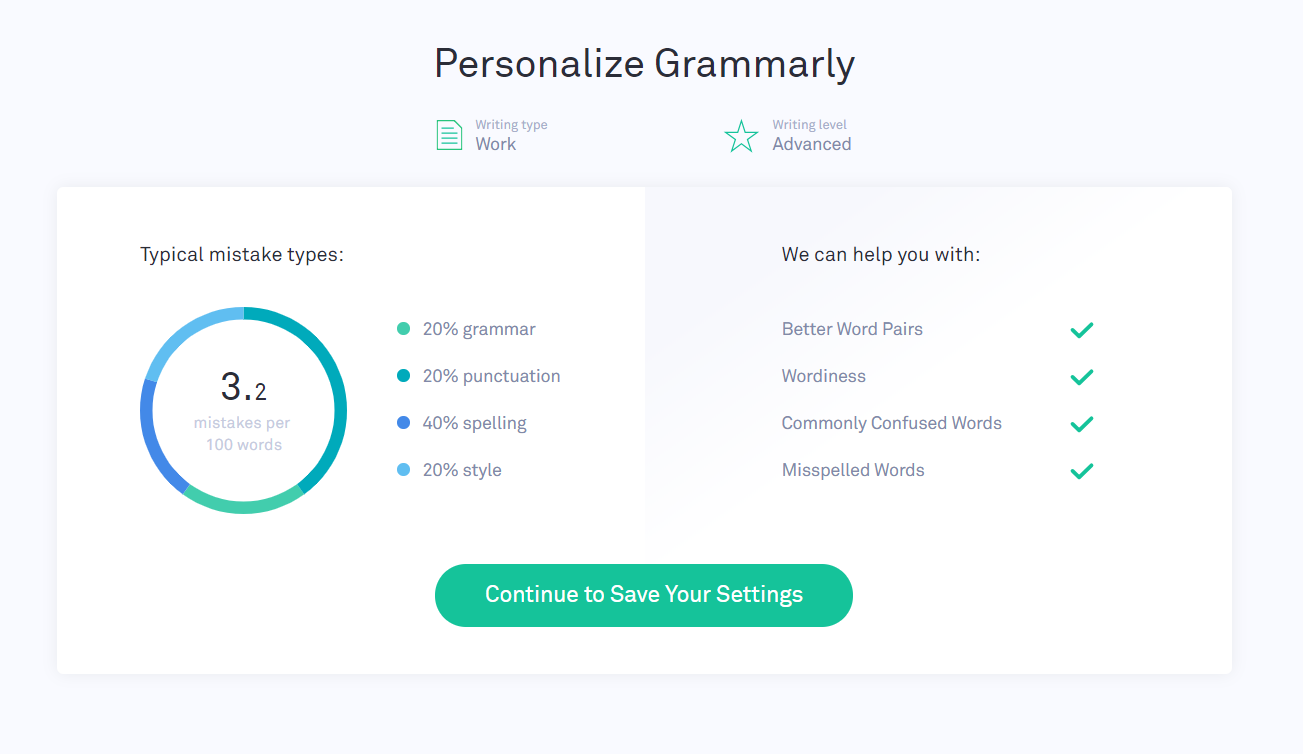 Personalize Grammarly Settings