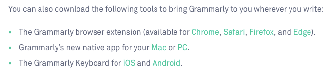 Grammarly Device Options