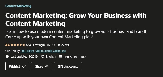 This is Udemy's ad for content marketing.