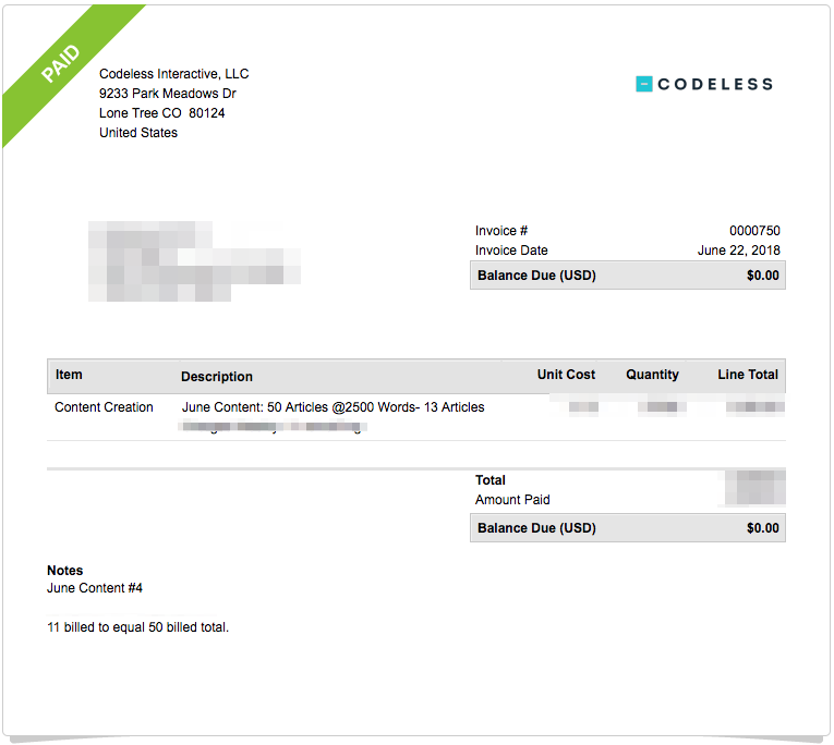 Sample invoice