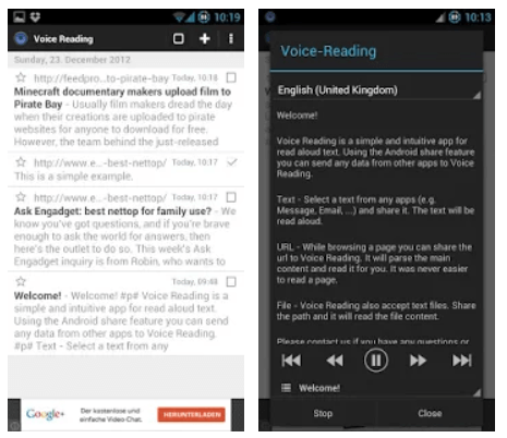 assignable text to voice reader