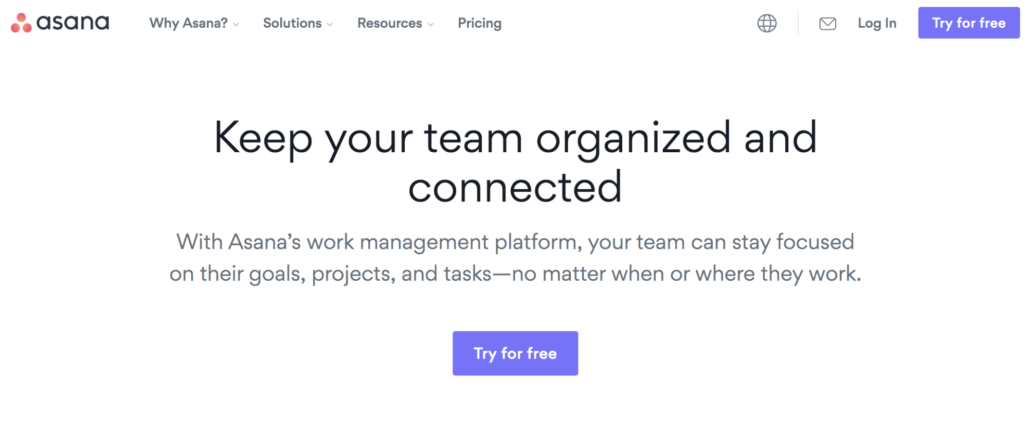 Asana homepage