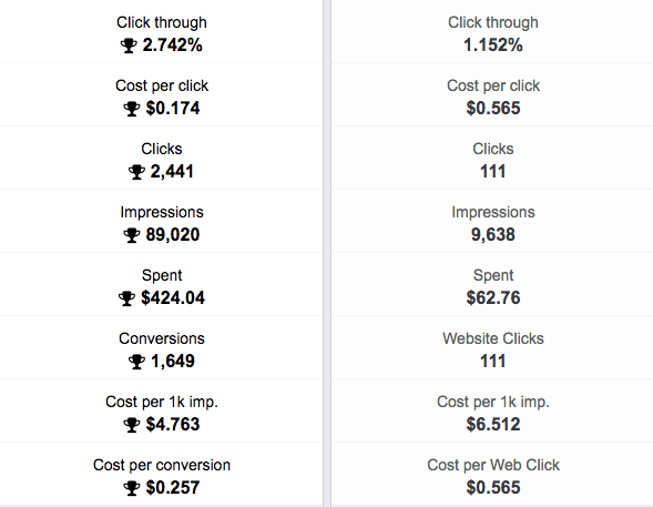 campaigns featuring the same exact ads