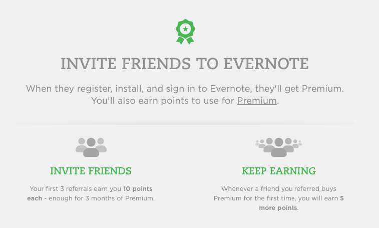 Evernote's referral program