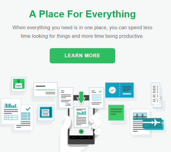 Evernote landing page