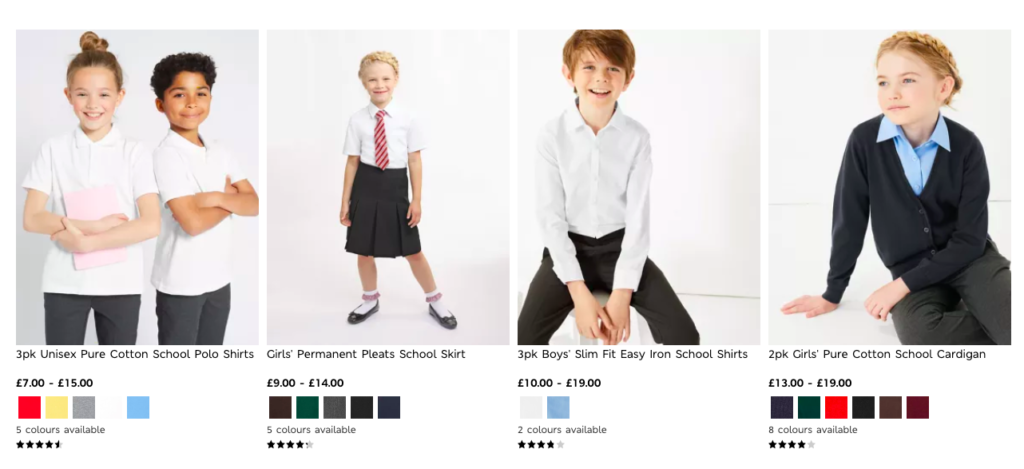 Example of children clothing/uniformity. 