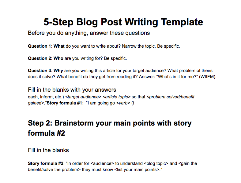 This is a sample blog post writing template.