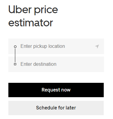 Example screenshot of Uber's request now feature. 