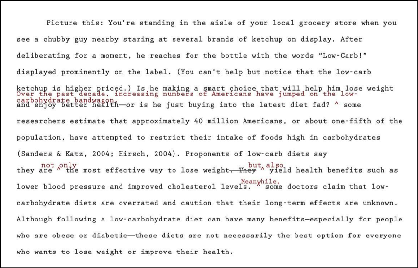 Example screenshot of proofreading your work.