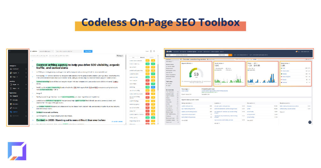 The tools Codeless uses to improve on-page SEO