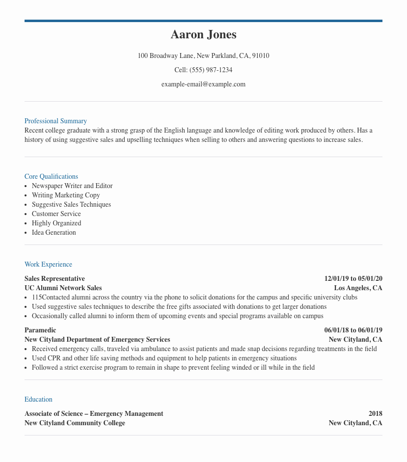 entry-level copywriter resume
