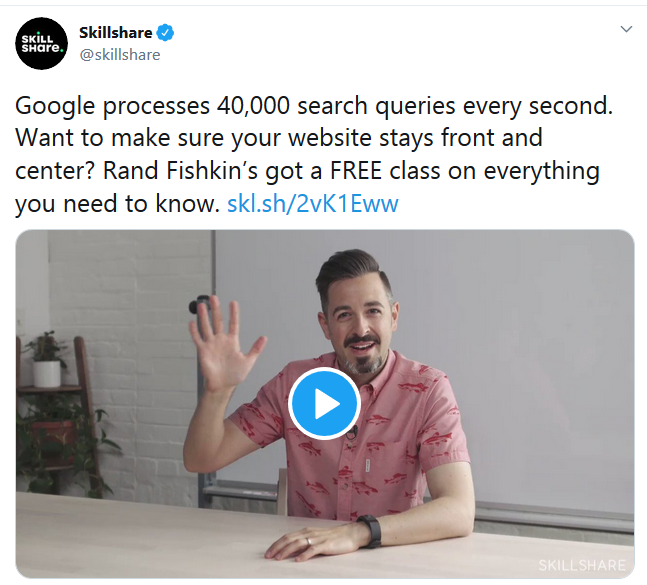 tweet from Rand Fishkin Skillshare class