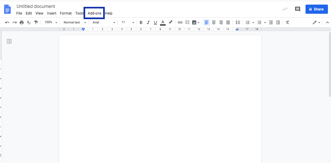 addons menu google docs