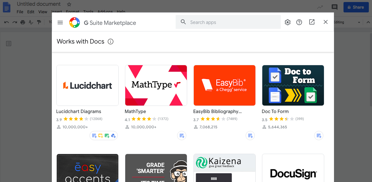 gsuite marketplace within google docs