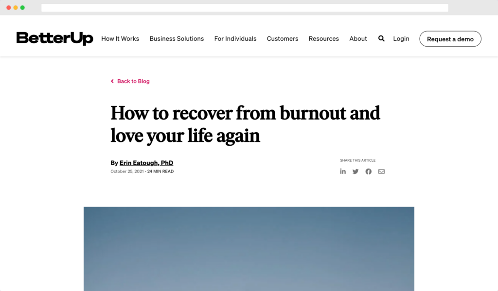 betterup how to recover from burnout article by codeless