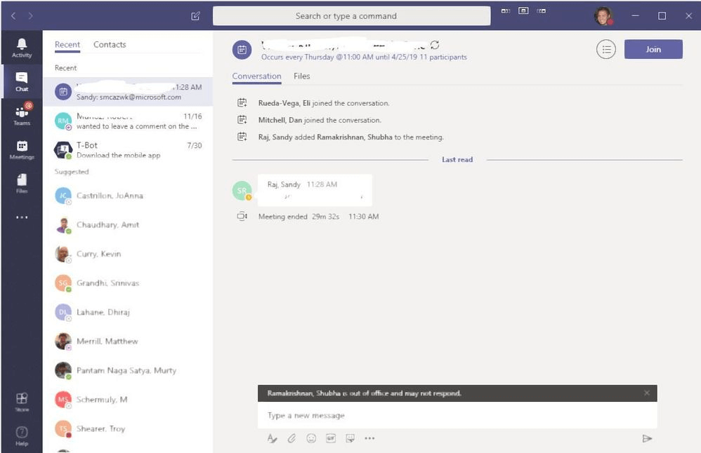 Microsoft Teams UI