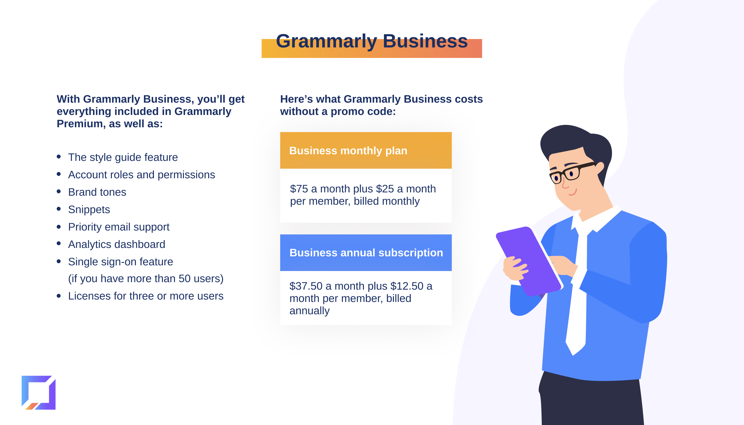 Chart summarizing Grammarly Business