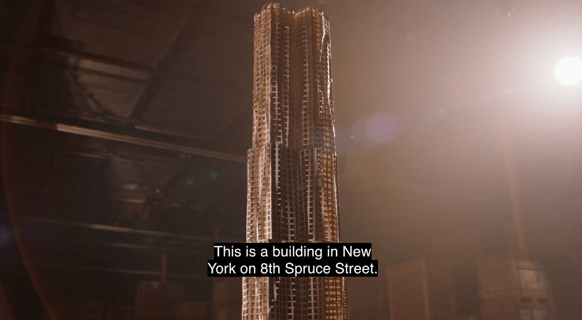 A model of 8 Spruce Street in NYC