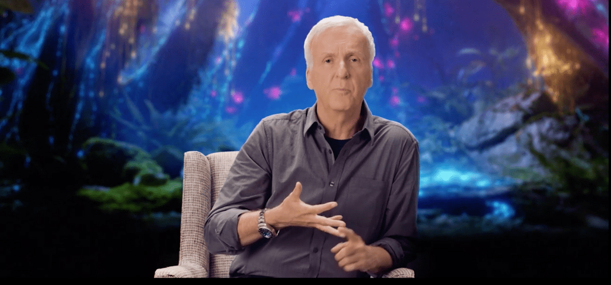 James Cameron lectures in his MasterClass from the planet Pandora