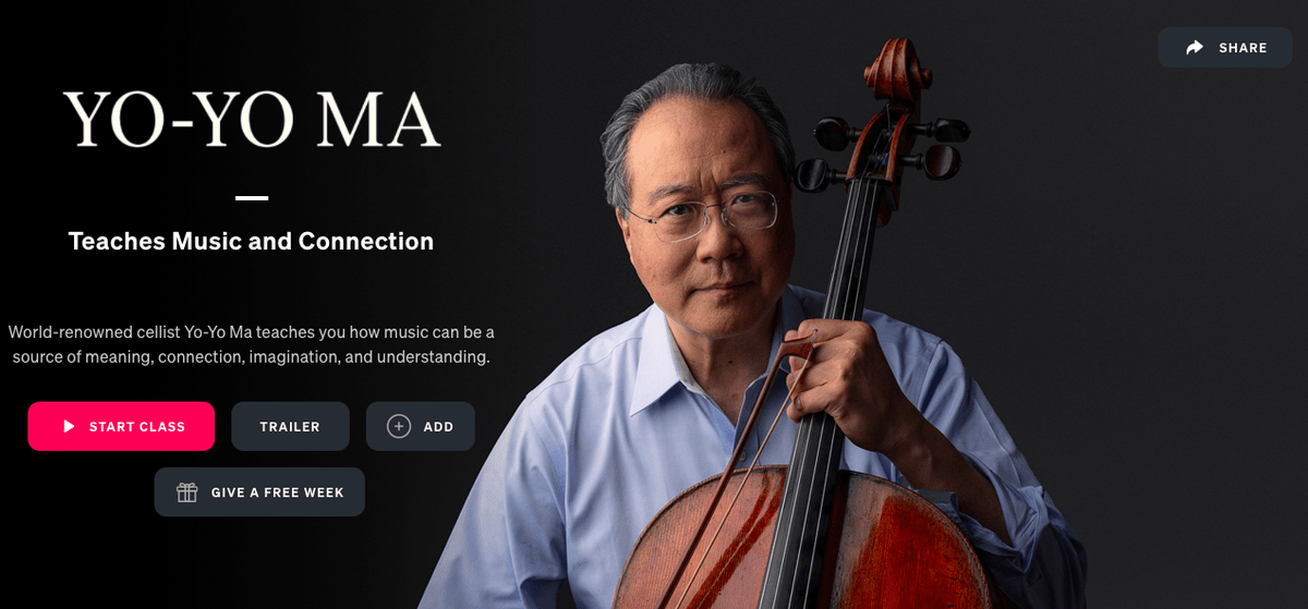 Image of the Yo-Yo Ma Teaches Music and Connection MasterClass page